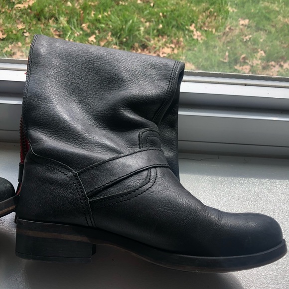 Steve Madden Lindley Biker Boots Knee High Black Leather size 7 - Picture 13 of 16